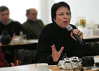 DiabSite-Redakteurin Helga Uphoff auf der Pressekonferenz.